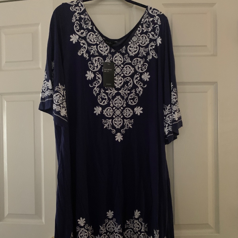 Beach Cover-Up, NWT, Navy/White